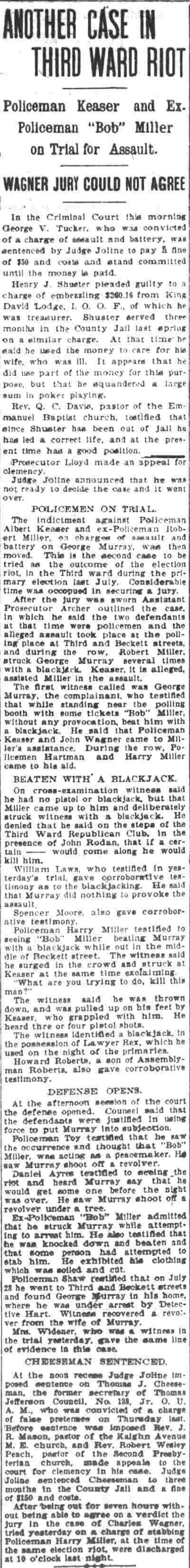 Camden Daily Courier, January 26, 1903 — Another Case in Third Ward Riot