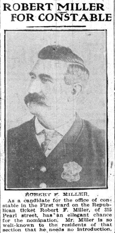 Camden Daily Courier September 21, 1911 — Robert Miller for Constable in the First Ward
