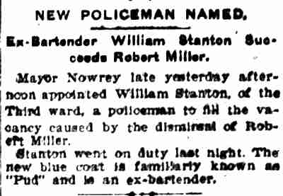 Camden Post-Telegram December 19, 1902 — Ex-Bartender William Stanton succeeds Robert Miller