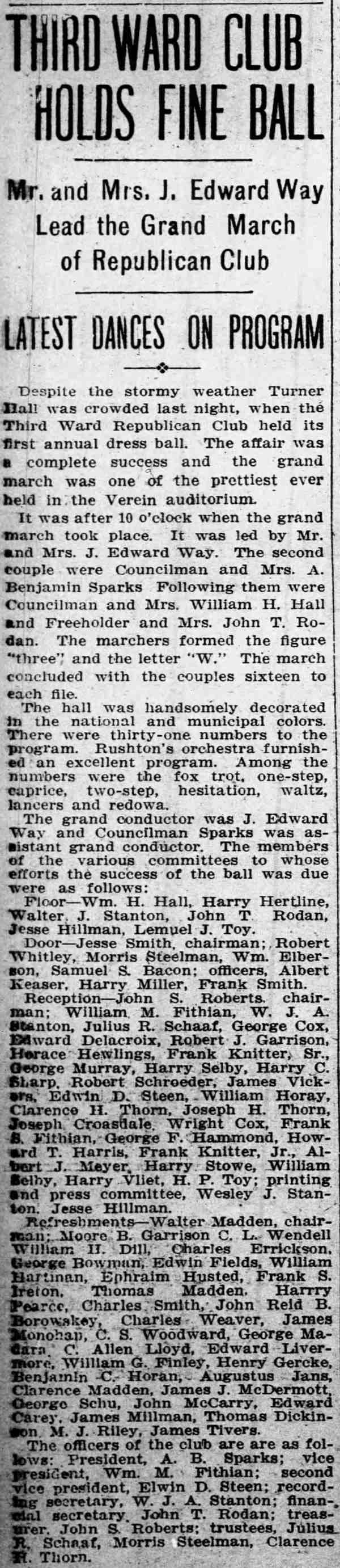Camden Post-Telegram, January 19, 1915 — Third Ward Republican Club annual ball
