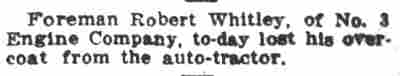 Whitley loses overcoat, Camden Post-Telegram, April 24, 1915