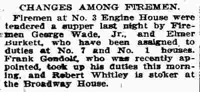 Changes Among Firemen, Camden Daily Courier, August 1, 1913