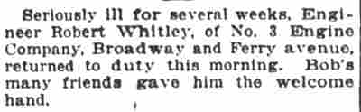 Whitley returns to duty, Camden Post-Telegram, August 24, 1915