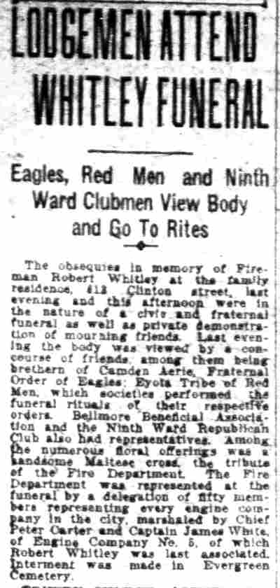 Lodgemen Attend Whitley Funeral, Camden Post-Telegram, October 14, 1920