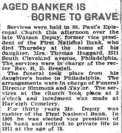 Camden Daily Courier, May 22, 1915 — Aged Banker Is Borne to Grave