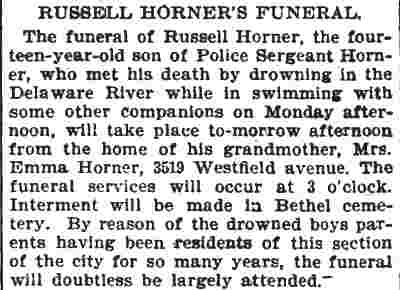 Russell Horner's Funeral — Camden Daily Courier, June 24, 1908