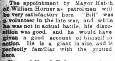 William Horner Appointed Patrolman — Camden Daily Courier, August 11, 1899