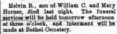 Death of Melvin B. Horner — Camden Daily Courier, August 13, 1895