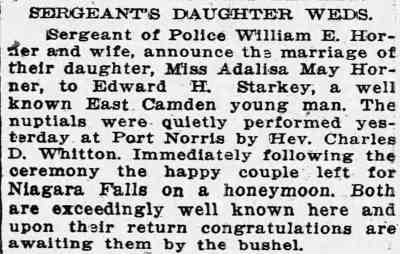 Sergeant's Daughter Weds — Camden Daily Courier, September 9, 1915