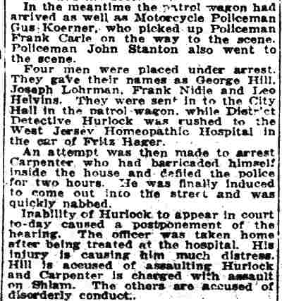 Broken Bottle Maims Officers Quelling Fight (continued) — Camden Courier-Post, August 24, 1923
