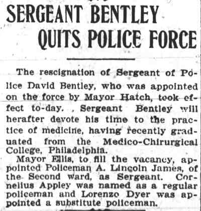 Sergeant Bentley Quits Police Force, Post-Telegram March 15, 1905