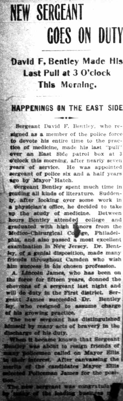 New Sergeant Goes on Duty, Camden Daily Courier March 16, 1905
