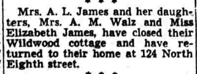 Property listing for North 8th Street, 1941