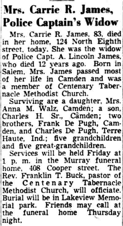 Estate notice for A. Lincoln James, December 1949