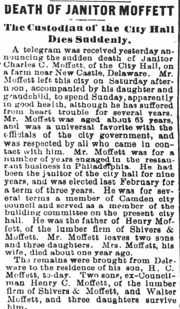 Charles C. Moffett — Camden Post, July 12, 1897