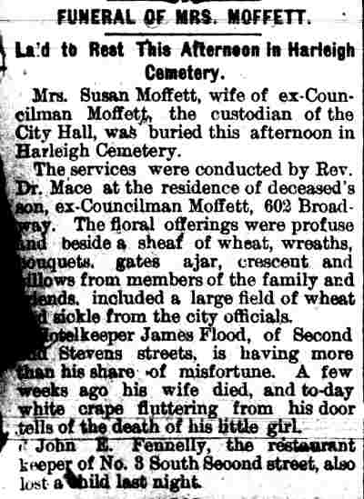 Funeral of Mrs. Moffett — Camden Post, September 2, 1896