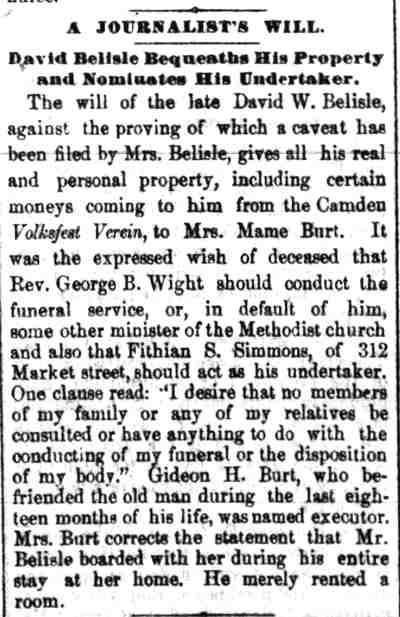Camden Post, August 3, 1886 — A Journalist's Will