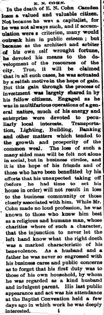 Edward N. Cohn Death notice