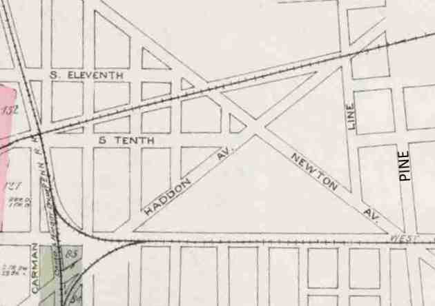 1885 Sanborn Map Overview showing David Belisle's neighborhood