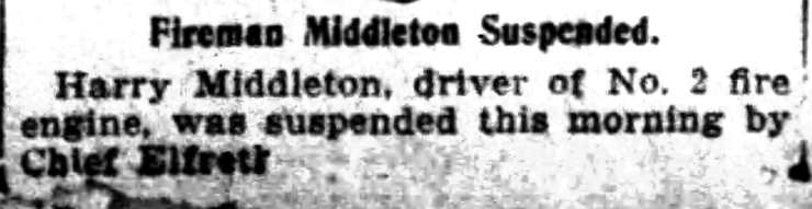Camden Daily Courier, July 16, 1901 — Fireman Middleton Suspended