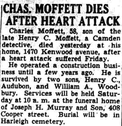 Chas. Moffett Dies After Heart Attack — Camden Daily Courier, June 25, 1942