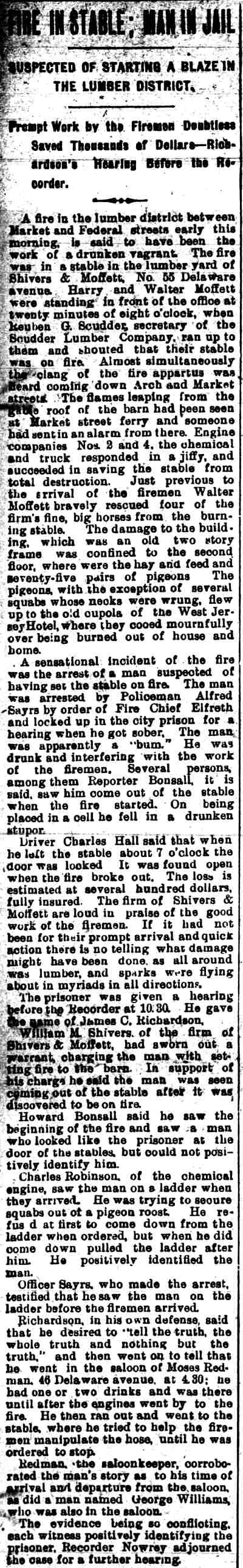 Suspected of Starting a Blaze in the Lumber District — Camden Post, September 21, 1898