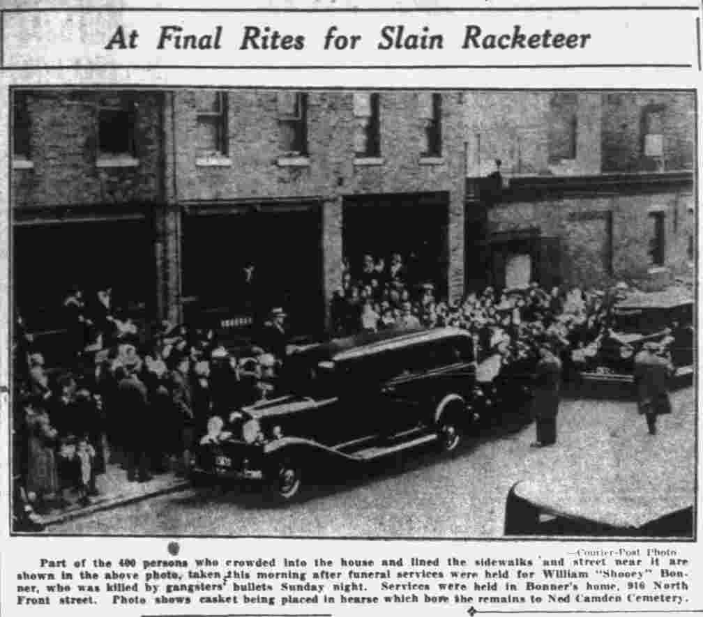 At Final Rites for Slain Racketeer — William 'Shooey' Bonner funeral, Camden Courier-Post, November 25, 1931