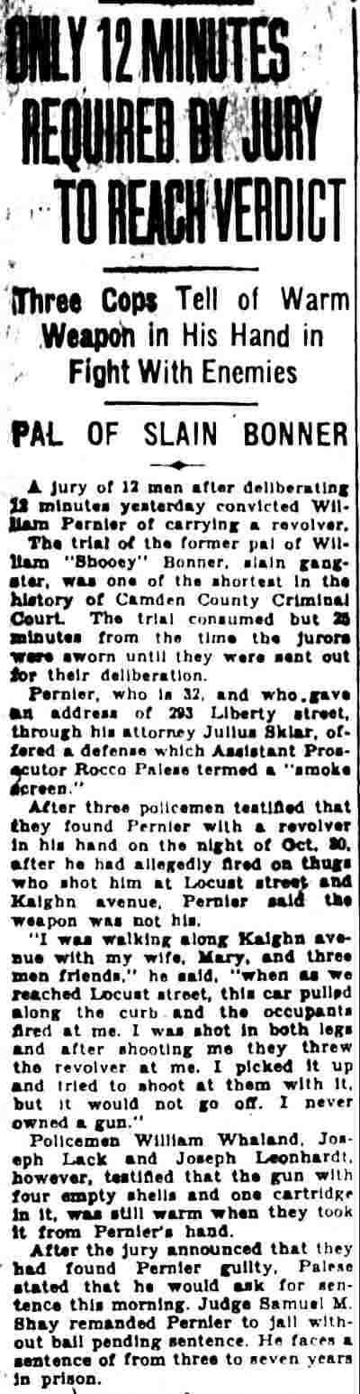 Pernier Convicted in Gun Case (continued), Camden Courier-Post, January 25, 1933