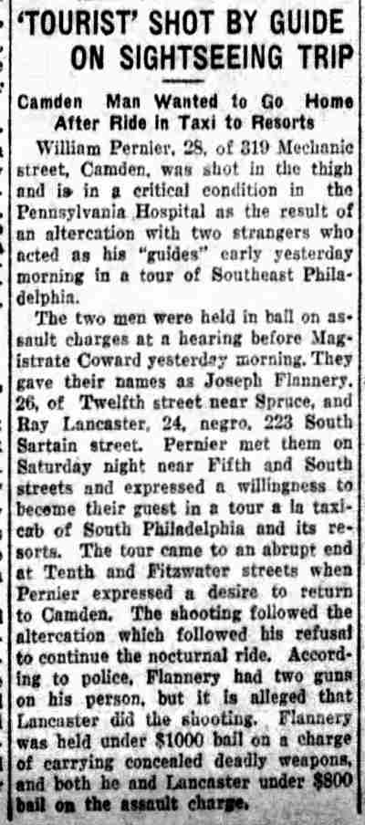 Philadelphia Inquirer, April 4, 1927 — 'Tourist' Shot by Guide on Sightseeing Trip