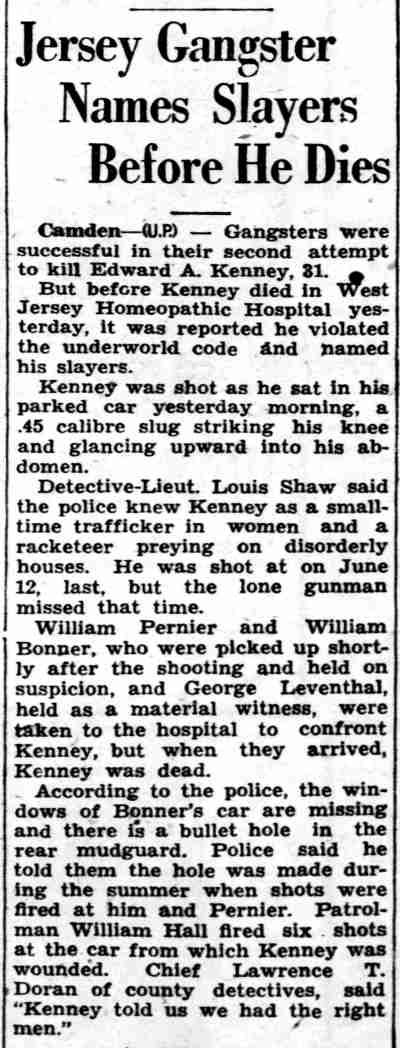 Camden Courier-News September 11 1931, William Pernier