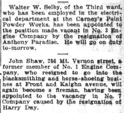 Camden Post-Telegram, May 15, 1918 — fire department appointments