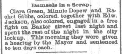 Newspaper clipping: Damsels in a Scrap, 1896