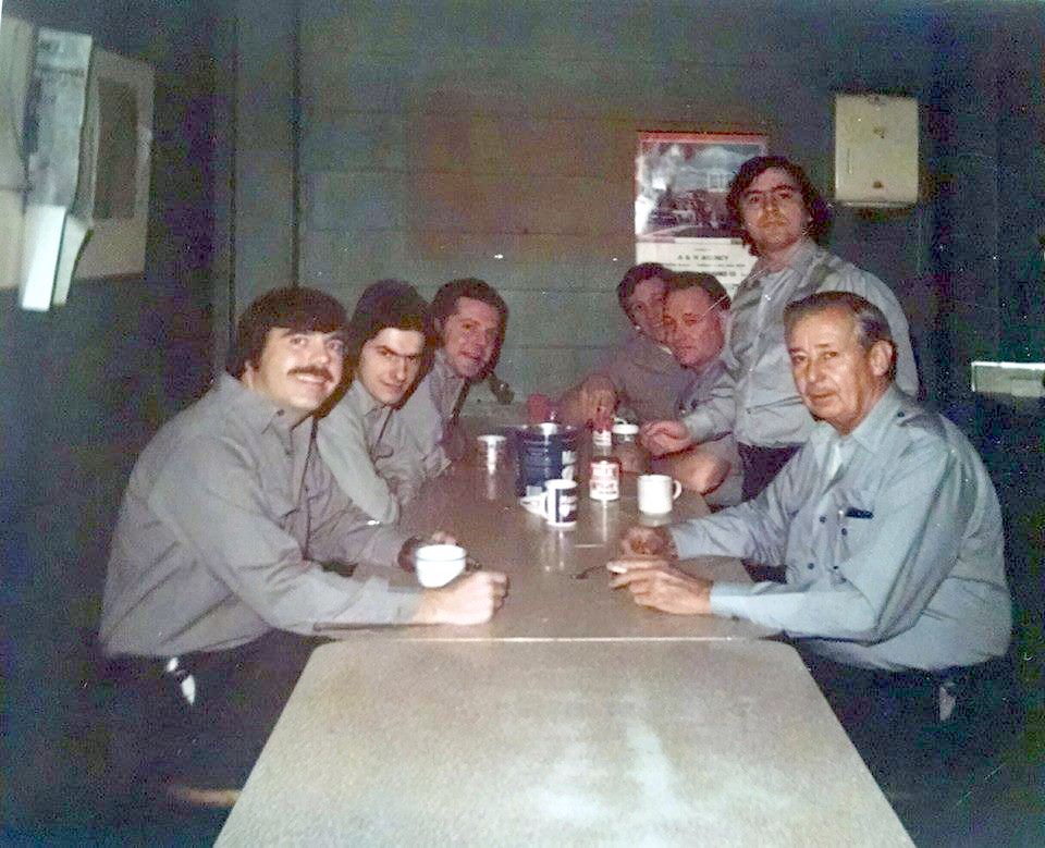 In the kitchen at the old fire headquarters, North 5th Street and Arch Street, circa 1975