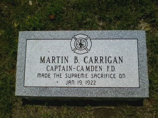 Headstone of Martin B. Carrigan at Arlington Cemetery, Pennsauken NJ