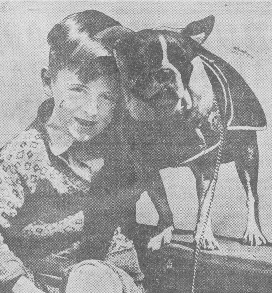 George Kustner and his English Bull, Babe, with Policeman John Wilkie and Commissioner David S. Rhone, Camden Courier-Post, March 25, 1930
