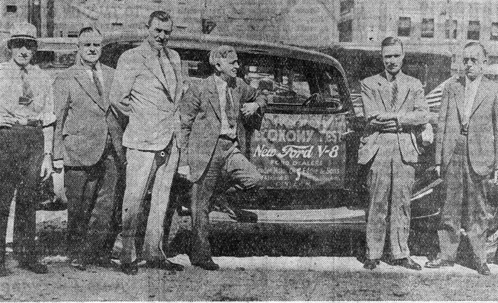 Camden Courier-Post June 23 1933 — Economy test trip starts in Camden; Commissioner Clay Reesman and others at City Hall Plaza
