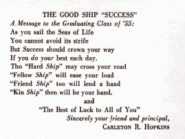 Camden High School 1955 yearbook page featuring Carleton R. Hopkins