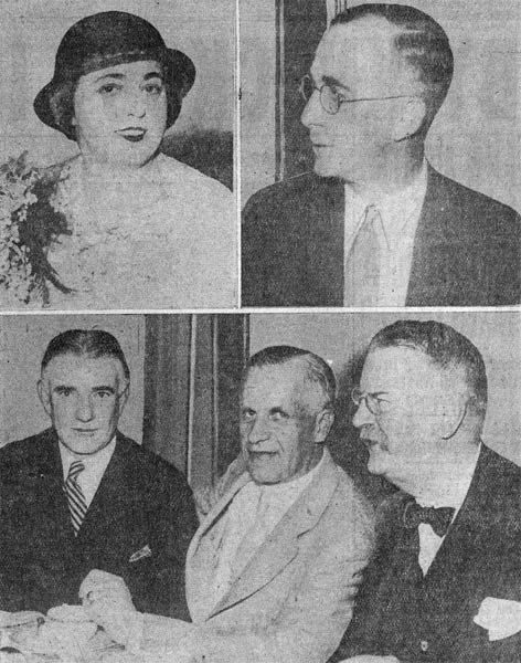 Mrs. Elizabeth C. Verga and Commissioner Clay W. Reesman at Republican dinner, with Congressman Charles A. Wolverton, Republican State Chairman E. Bertram Mott and Senator Hamilton F. Kean