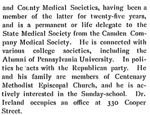 Biographical Review 1897, Dr. Ireland biography conclusion