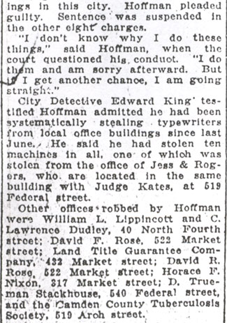 Camden Courier, January 13, 1922 — Four to 14 Years for Office Thief, page 2