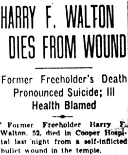 Camden Courier-Post, December 30, 1939 — Harry F. Walton Dies from Wound, part 1