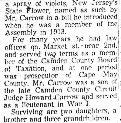 Camden Courier-Post December 2 1957, Funeral Conducted For J. R. Carrow, part 2