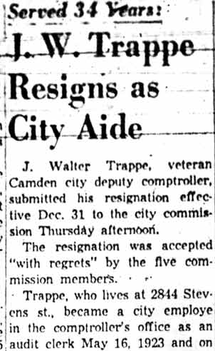 J. W. Trappe Resigns as City Aide, part 1