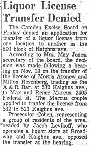 Liquor License Transfer Denied, December 12, 1957