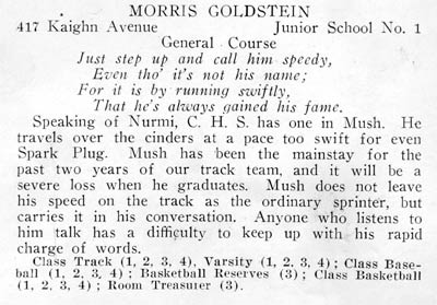 Morris Goldstein — Camden High School, June 1926 Purple & Gold Yearbook page