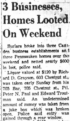 3 Businesses, Homes Looted On Weekend, Camden Courier-Post, December 14, 1957