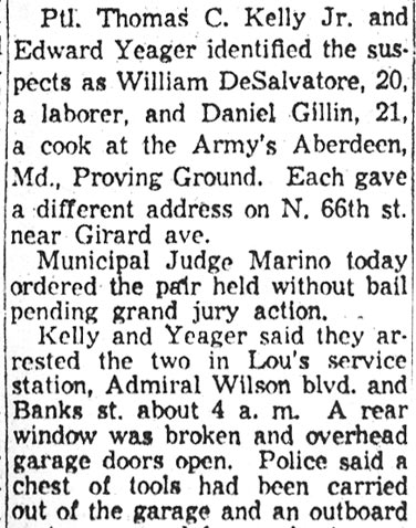 Cops Nab Two In Gas Station, Wilson Blvd. (continued), Camden Courier-Post, December 16, 1957