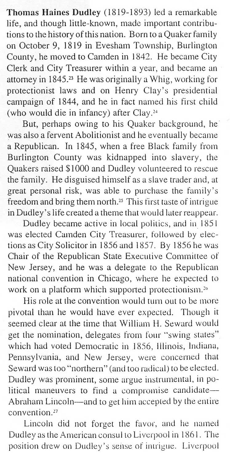 Biographical article on Thomas Haines Dudley, page 1