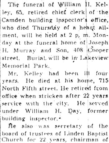 Newspaper article about William H. Kelley