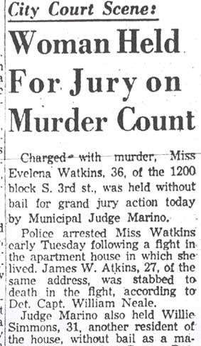 Newspaper article: Woman Held For Jury on Murder Count, December 26, 1957